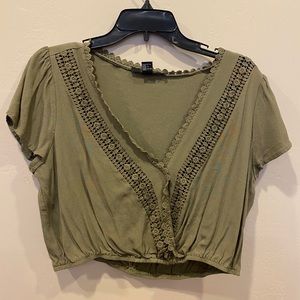 Green crop shirt